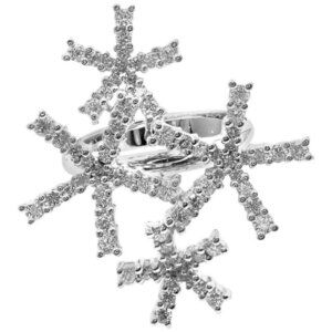 Authentic! Damiani Diamond Flower 18k White Gold Cocktail Ring​